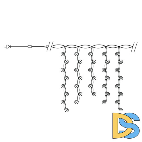 Светодиодная гирлянда Feron CL23 бахрома 53м*07м + 3м 230V желтый c питанием от сети 41633