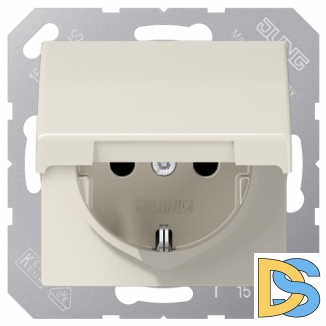 Розетка Jung AS 500 с заземлением, крышкой и уплотнительной мембраной 16 А/250В Слоновая кость