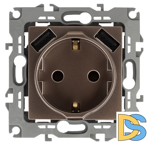 Розетка 2P+E со шторками с 2xUSB Эра 12-4109-13 Б0047847