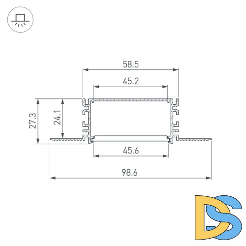 Профиль Arlight FANTOM-BENT-W49-SIDE-2000 ANOD 046423