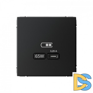 USB Розетка Schneider Electric Art Gallery тип-С 65Вт высокоскор.заряд. QC, PD, механизм, КАРБОН, GAL001027