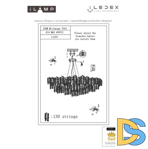 Подвесная люстра iLamp Savage 7004-L1200 GD