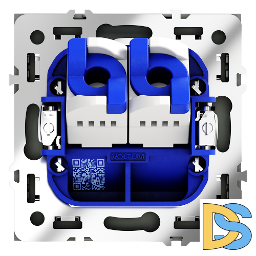 Розетка компьютерная встраиваемая VOLTUM S70 двойная RJ45+RJ45 кат.6, (черный матовый)