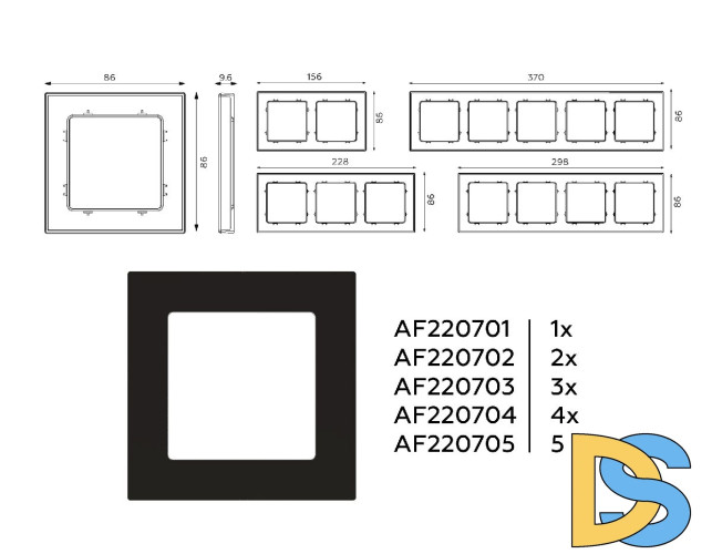 Рамка двухместная Ambrella Volt Techno AF220702