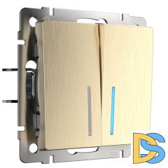 Выключатель двухклавишный с подсветкой Werkel шампань рифленый W1120110 4690389160233