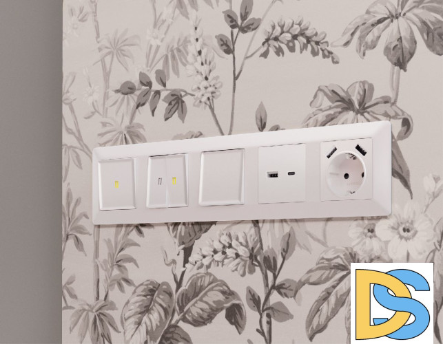 Лицевая панель для розетки с/з со шторками 2USB A+A Ambrella Volt Alfa AP2090