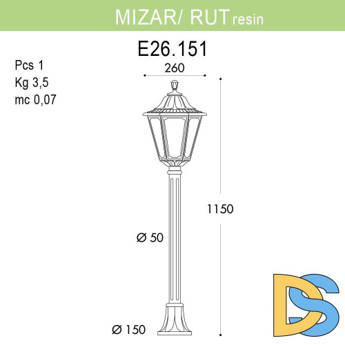 Уличный светильник Fumagalli Mizarr/Rut E26.151.000.WXF1R