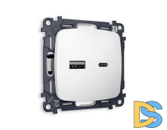 Комплект механизма розетки 2USB A+C 20W (быстрая зарядка) Ambrella Volt Omega MO131010