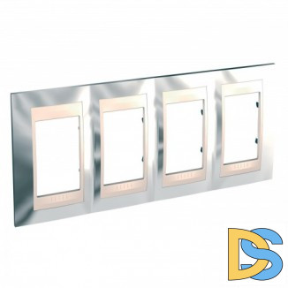 Рамка 4-ая (четверная), Серебро/Бежевый, серия Unica, Schneider Electric