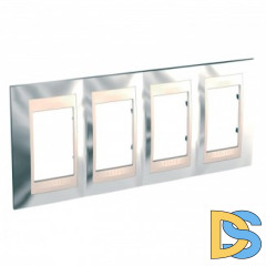 Рамка 4-ая (четверная), Серебро/Бежевый, серия Unica, Schneider Electric