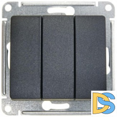 Выключатель 3-клавишный, Антрацит, серия Glossa, Schneider Electric