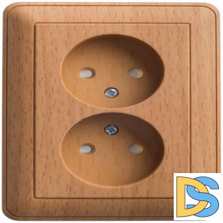 Розетка 2-ая электрическая без заземления, Бук (пластик), серия Wessen 59, Schneider Electric