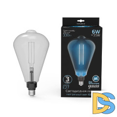 Лампа светодиодная филаментная Gauss E27 6W 4000K серая 157802205