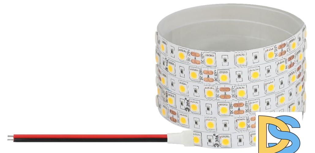 Светодиодная лента Эра 12В 5050 14,4Вт/м 3000K 5м IP20 LS5050-14,4-60-12-3000K-IP20-1 year-5m Б0059909
