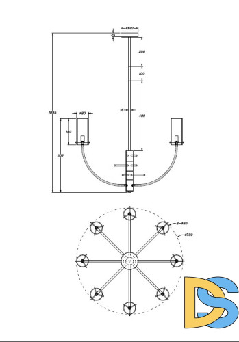 Люстра на штанге Maytoni Arco MOD223PL-08BS