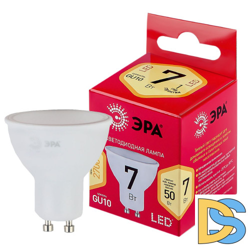 Лампа светодиодная Эра GU10 7W 2700K LED MR16-7W-827-GU10 R Б0050198