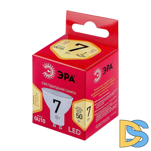 Лампа светодиодная Эра GU10 7W 2700K LED MR16-7W-827-GU10 R Б0050198