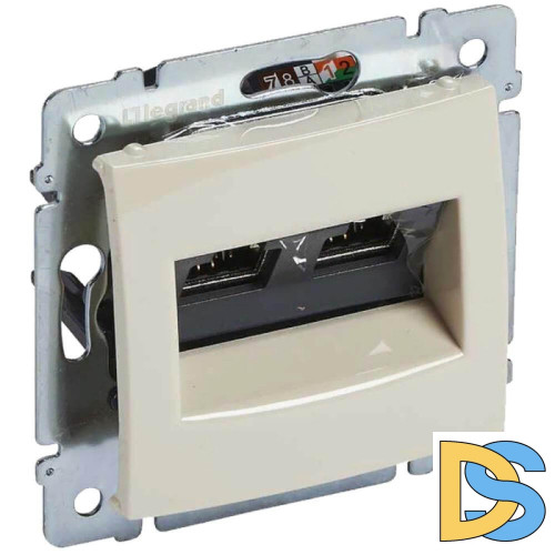 Розетка компьютерная 2хRJ45 Legrand Valena 6 кат UTP с захватами слоновая кость 774147