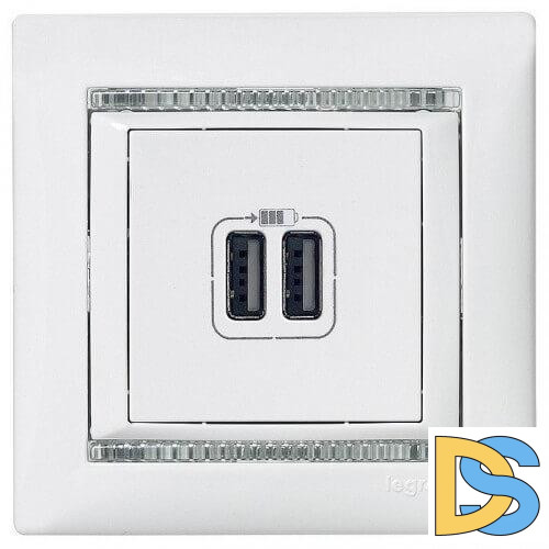 Розетка USB двойная Legrand Valena 240V/5V 2400mA алюминий 770270