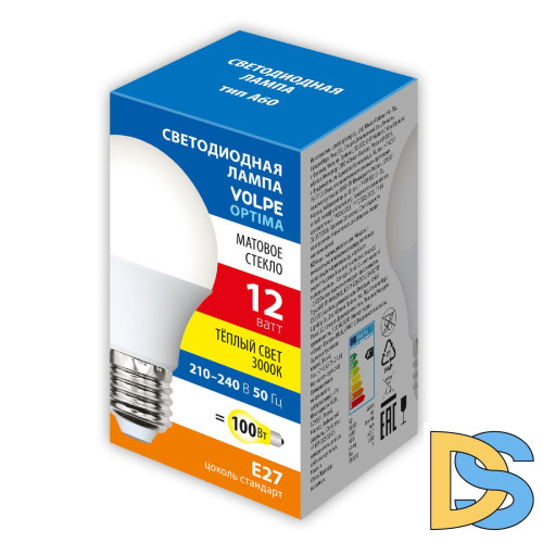 Лампа светодиодная Volpe E27 12W 3000K матовая LED-A60-12W/3000K/E27/FR/SLS UL-00008776