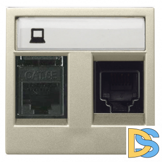 Розетка интернет RJ45 CAT5 + телефонная RJ11 ABB Niessen Zenit Шампань
