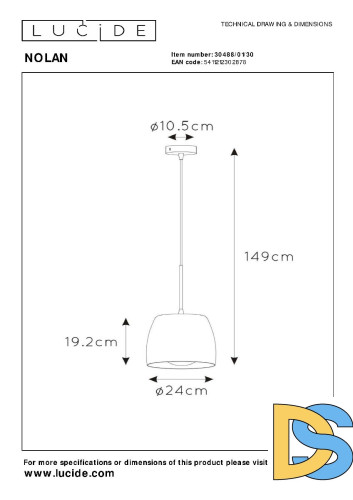 Подвесной светильник Lucide Nolan 30488/01/30