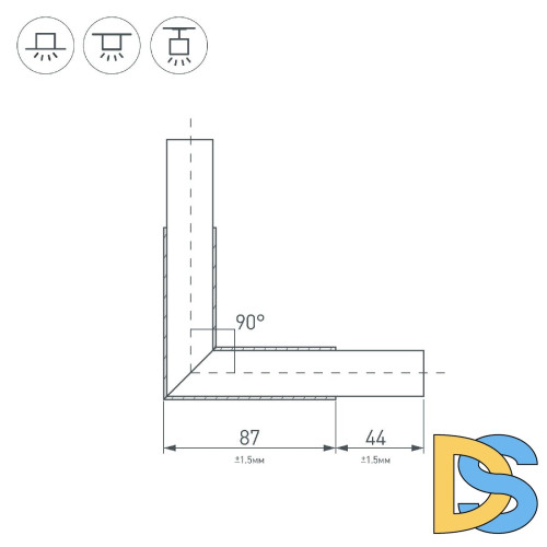 Угол Arlight PLS-LOCK-H25-L90 BLACK (с экраном MAT-L) 031268