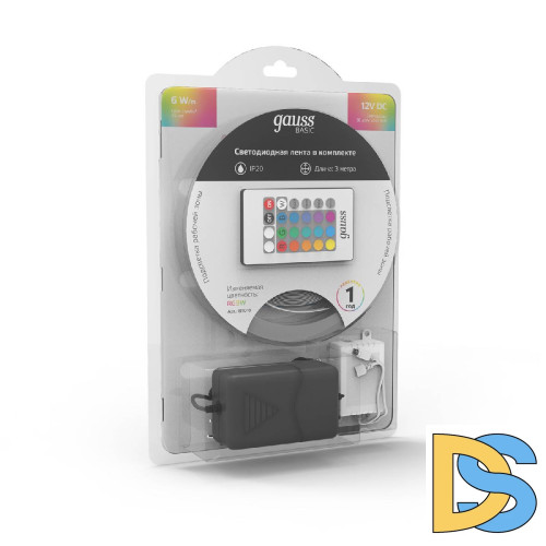 Светодиодная лента Gauss Basic 12В 5050 6Вт/м RGBW 3м IP20 BT010
