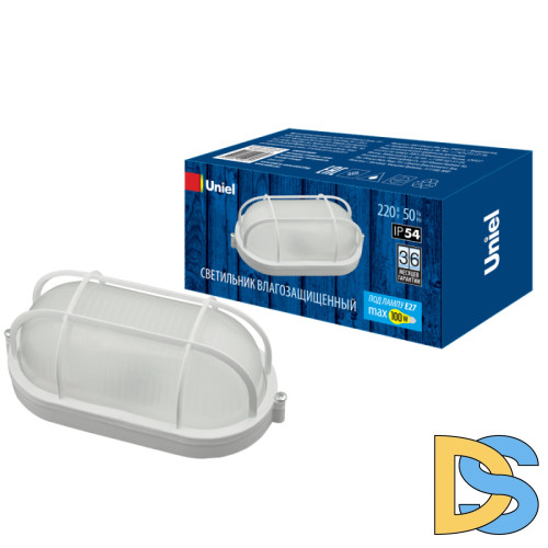 Потолочный светильник Uniel UWL-O02 100W/E27 IP54 WHITE Овал/Решетка