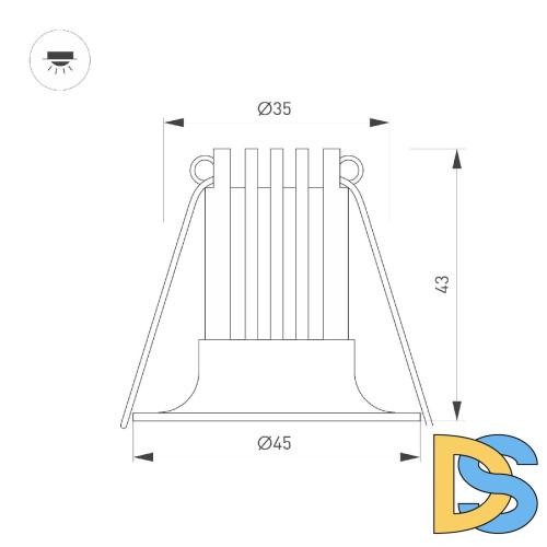 Встраиваемый светильник Arlight MS-FOGGY-BUILT-R45-5W Day4000 (WH, 36 deg, 230V) 044622
