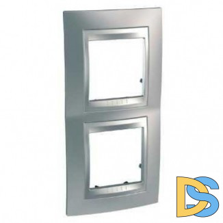 Рамка 2-ая (двойная) вертикальная, Хром матовый/Алюминий (металл), серия UNICA TOP/CLASS, Schneider Electric