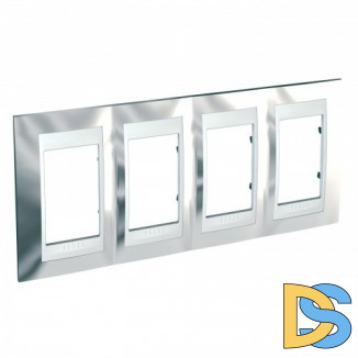 Рамка 4-ая (четверная), Серебро/Белый, серия Unica, Schneider Electric