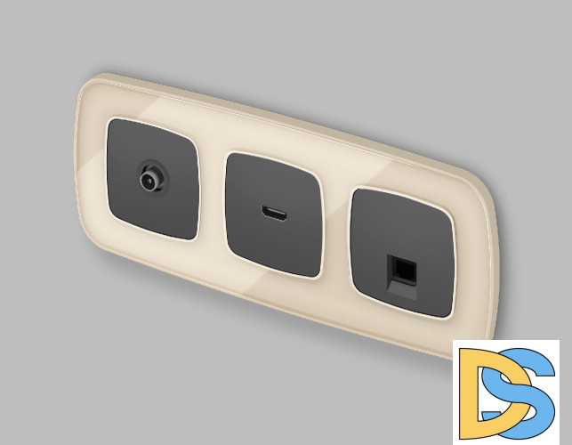 Лицевая панель для компьютерной/телефонной розетки RJ-45/RJ-11 Ambrella Volt Omega OP9120