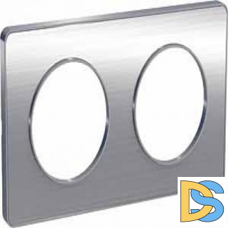 Рамка 2-ая (двойная), Полированный алюминий/Алюминий (металл), серия Odace, Schneider Electric