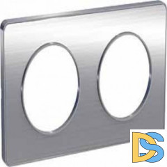 Рамка 2-ая (двойная), Полированный алюминий/Алюминий (металл), серия Odace, Schneider Electric