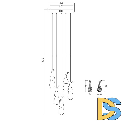 Подвесной светильник Delight Collection Seed OMG07287-5 gold