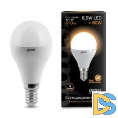 Лампа светодиодная Gauss E14 6.5W 3000K матовая 105101107