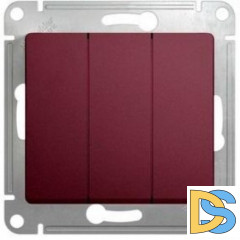 Выключатель 3-клавишный, Баклажановый, серия Glossa, Schneider Electric