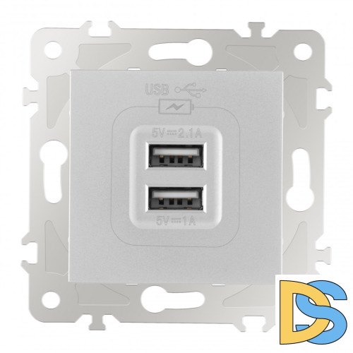 Розетка USB 2.1А+1А Arte Milano 203.46-1.silver