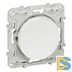 Выключатель 2-клавишный, с подсветкой, Белый, серия Odace, Schneider Electric