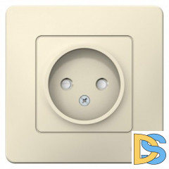 Розетка 1-ая электрическая без заземления с защитными шторками, Молочный, серия Blanca, S