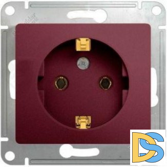Розетка 1-ая электрическая, с заземлением, Баклажановый, серия Glossa, Schneider Electric