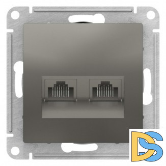 Розетка компьютерная 2-ая кат.5е, RJ-45 (интернет), Сталь, серия Atlas Design, Schneider Electric