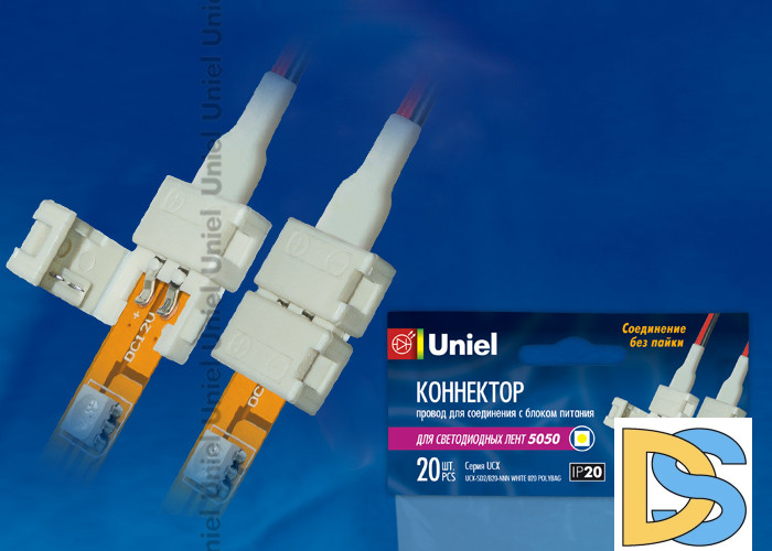 Коннектор для светодиодных лент Uniel UCX-SD2/B20-NNN WHITE 020 POLYBAG 06609