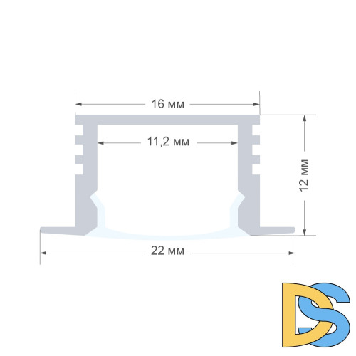 Профиль встраиваемый Apeyron ширина ленты до 10мм (рассеиватель, заглушки - 2шт) 08-11