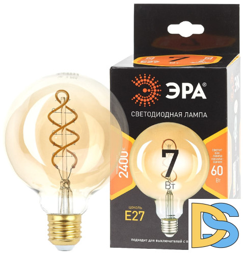 Лампа светодиодная Эра E27 7W 2400K F-LED G95-7W-824-E27 spiral gold Б0047663