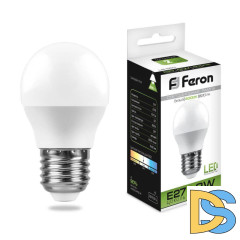 Лампа светодиодная Feron E27 9W 4000K Шар Матовая LB-550 25805