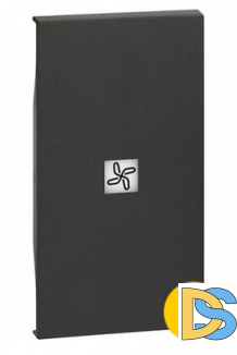 Лицевая панель с символом "вентилятор" для выключателей и переключателей 2 модуля.Черный. Btichino Living Now