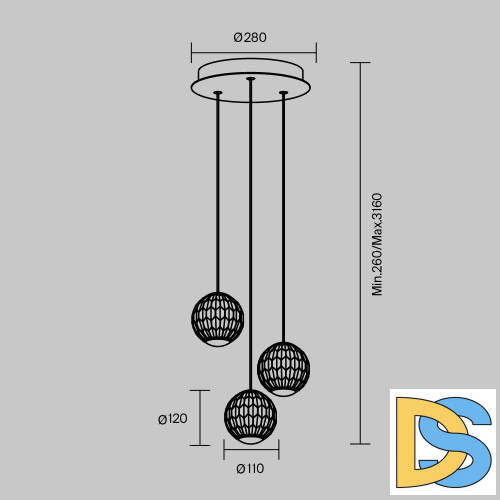 Подвесной светильник Maytoni Sapphire MOD293PL-L18BS3K