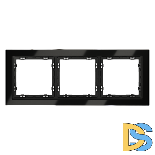 Рамка стеклянная VOLTUM S70 на 3 поста, (черный,стекло)